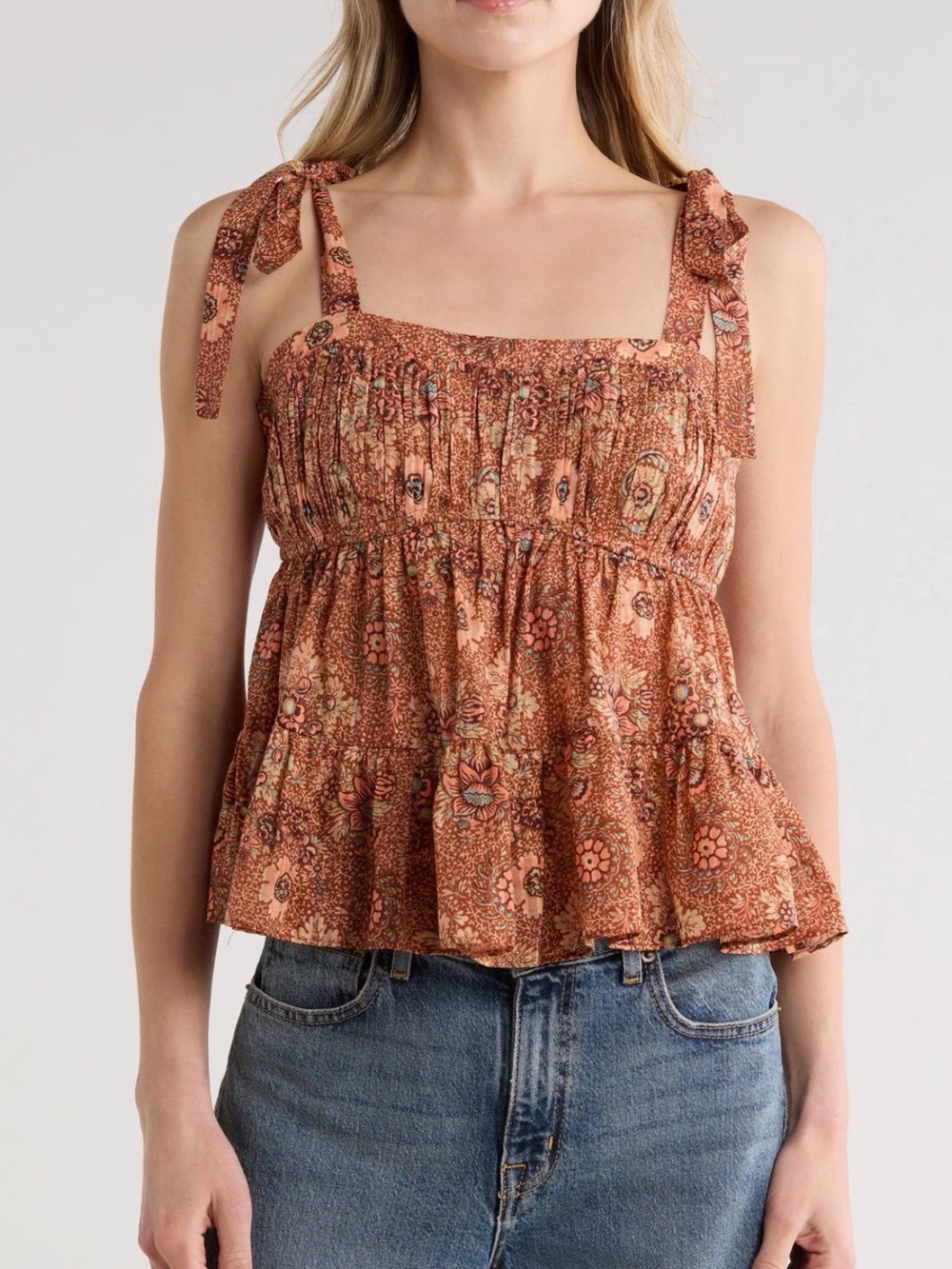 Ulla Johnson Syma Ruched Orange Rosebud Top Tie strap Size 6 NWT MRSP $250